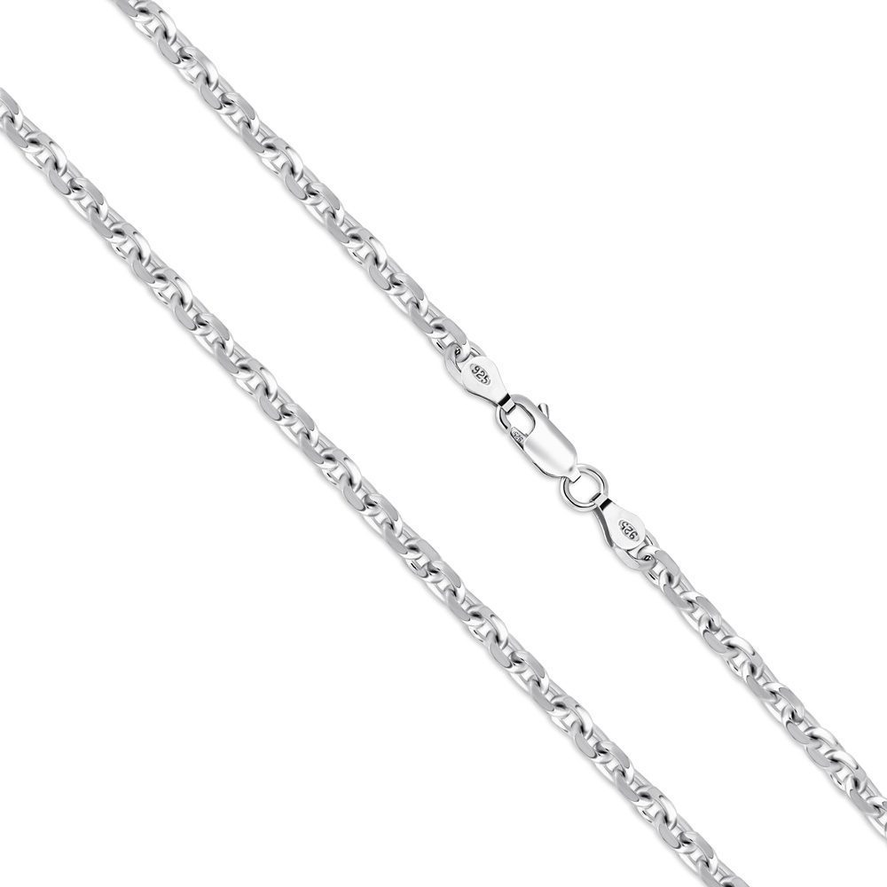 Sterling Silver 925 Anchor Diamond Cut Chain Necklace