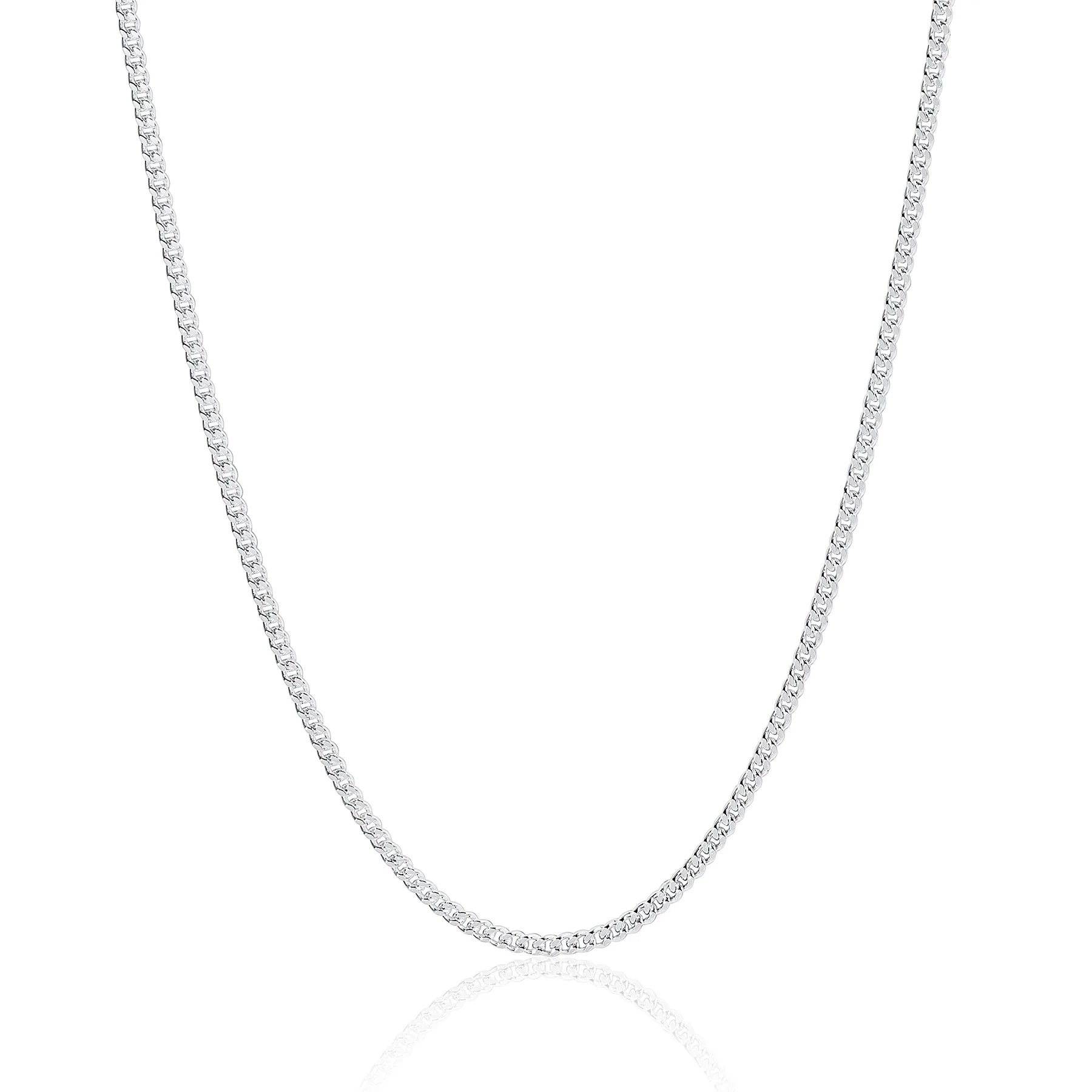Sterling Silver 925 16" 2.3mm Curb Diamond Cut Chain Necklace