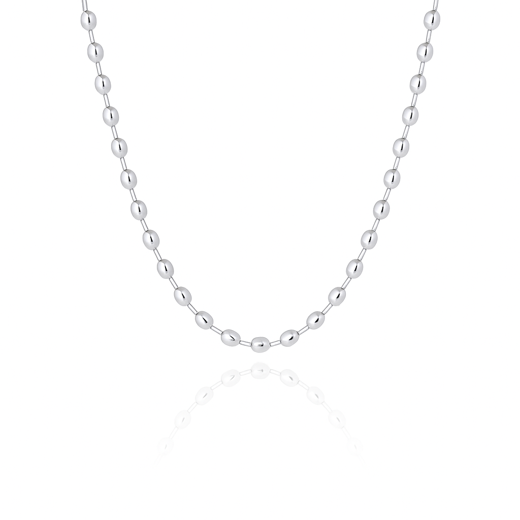 Sterling Silver 925 16" 2mm Bead Diamond Cut Chain Necklace